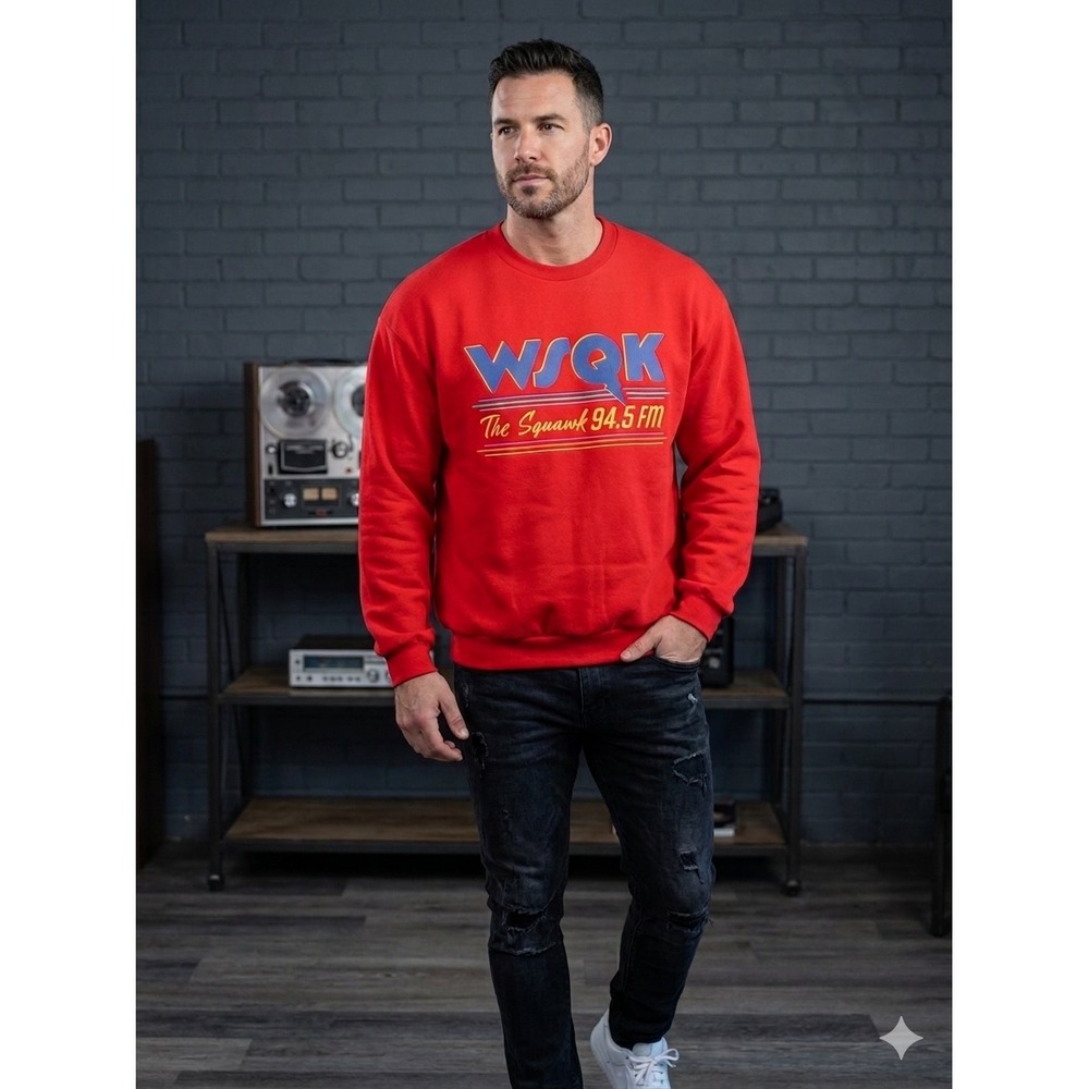 Netflix Stranger Things The Squawk 94.5 FM Red Fleece Sweatshirt Mens XXL NEW